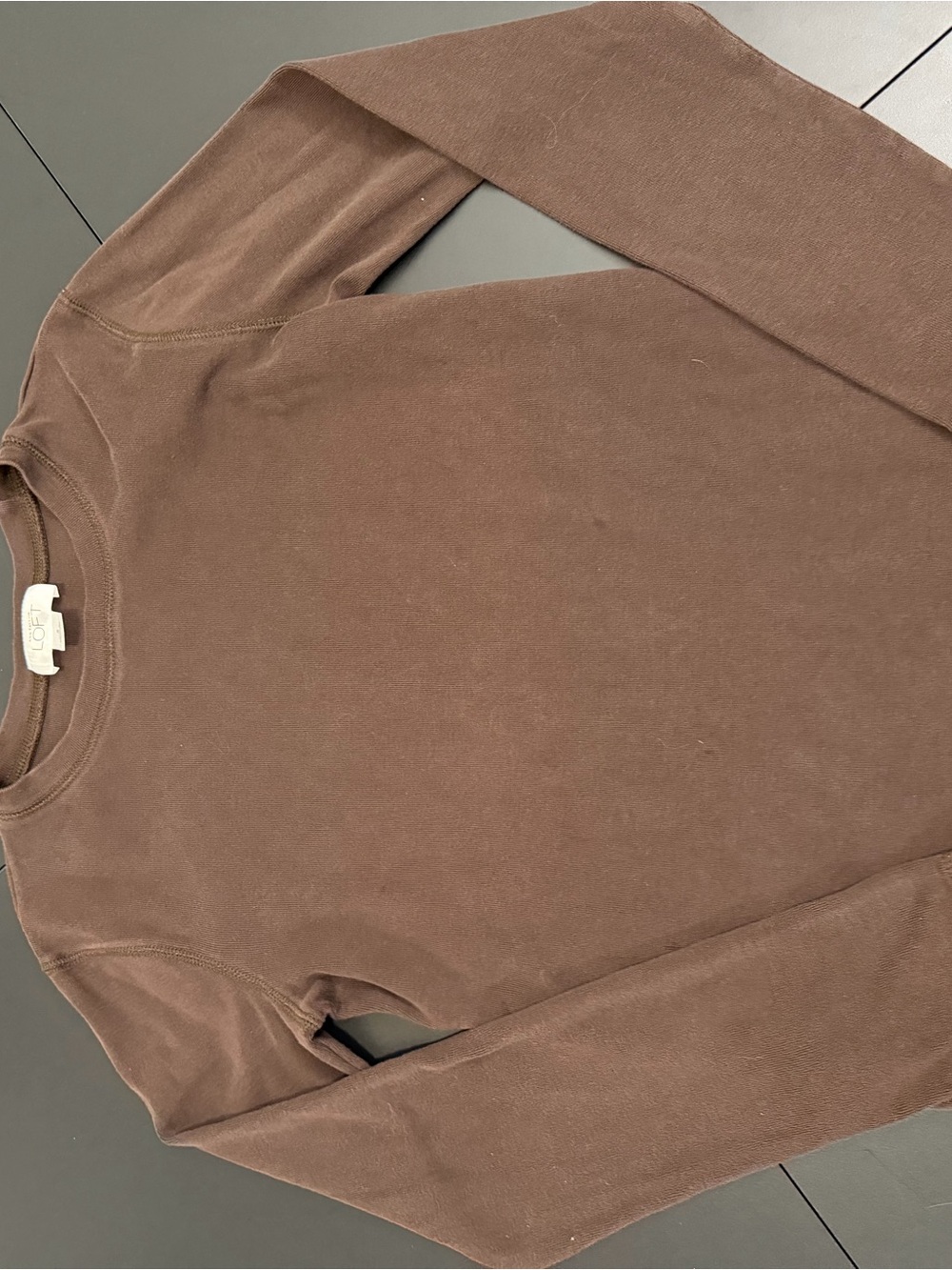 Fall Essential: LOFT Chocolate Brown Long-Sleeve Crewneck Top